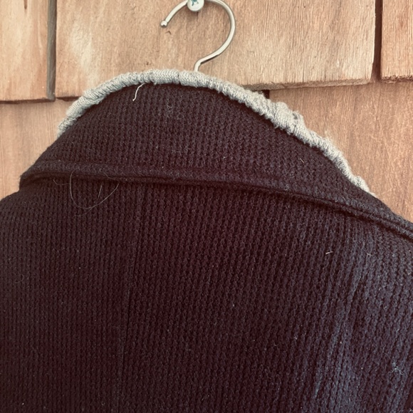 Caroline Morgan Wrap Black One Button Cardigan Jacket Size 12 Gray DoubleCollar - Picture 9 of 11